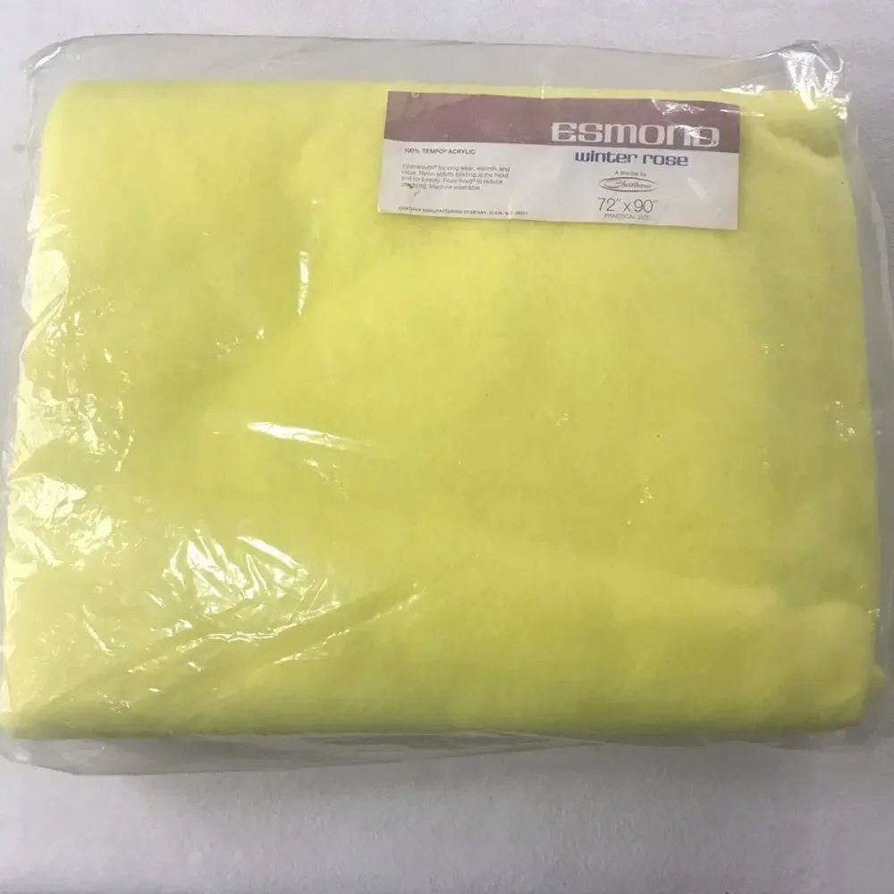Vintage Chatham Edmond winter rose 90”x70” blanket yellow satin trim UNOPENED